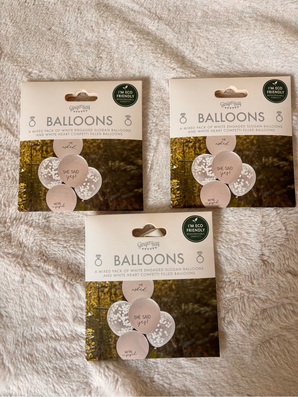 'She Said Yes' White and Blush Confetti Balloons